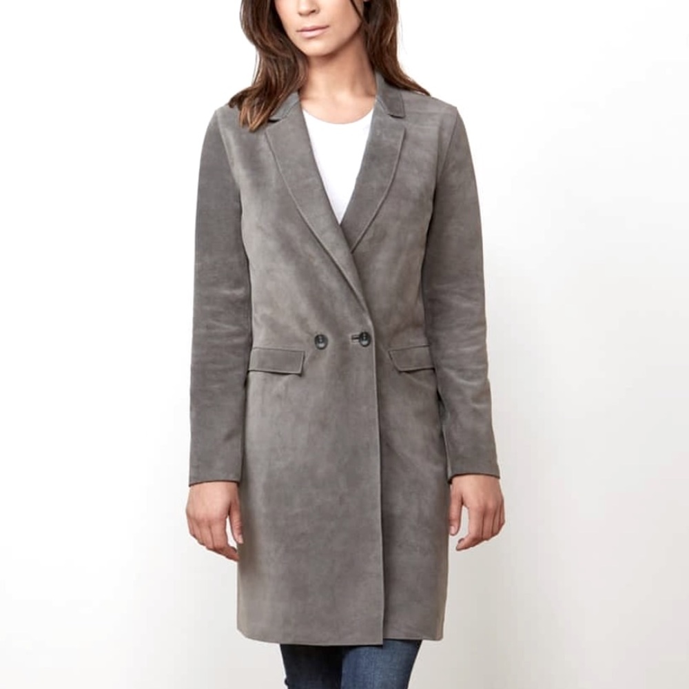 NWOT Cat Wu Suede Trench Coat Light Grey